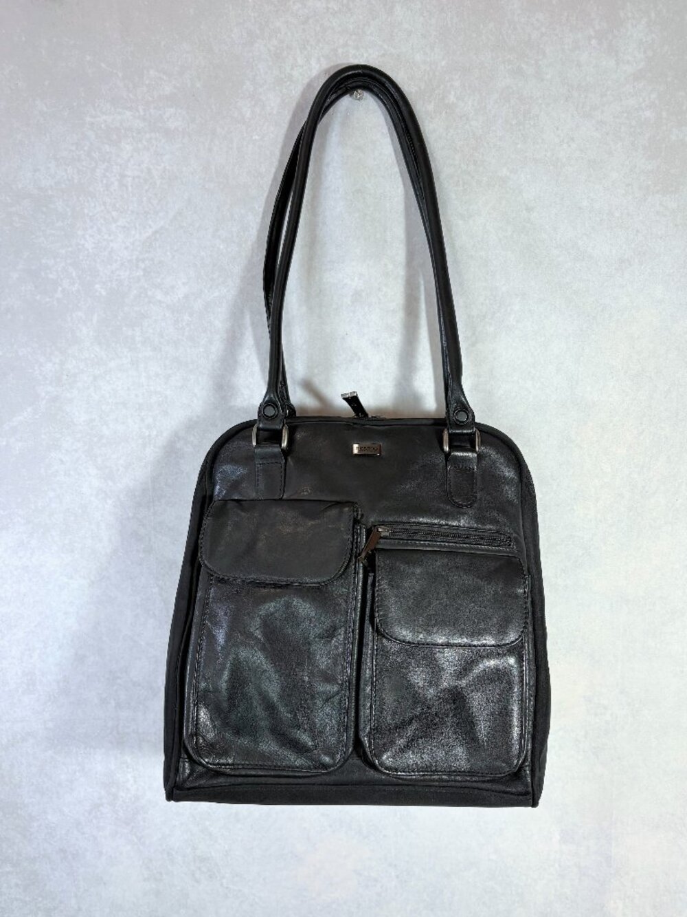 Ricardo Beverly Hills Vintage Leather Shoulder Bag Unisex Black Size M